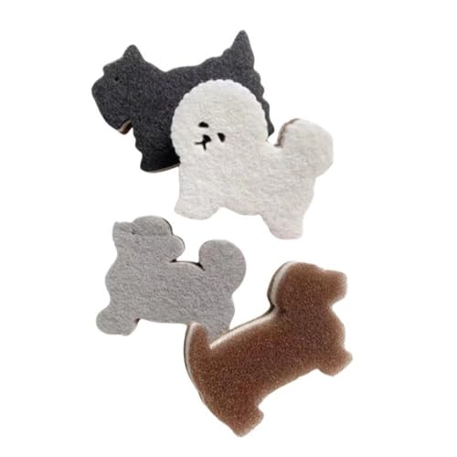 Image of Cute Dog Sponge for Dishes- Soft Scrubber, Three Layer Cleaning Sponge, Non-Scratch Dishwashing Sponge (2pcs)