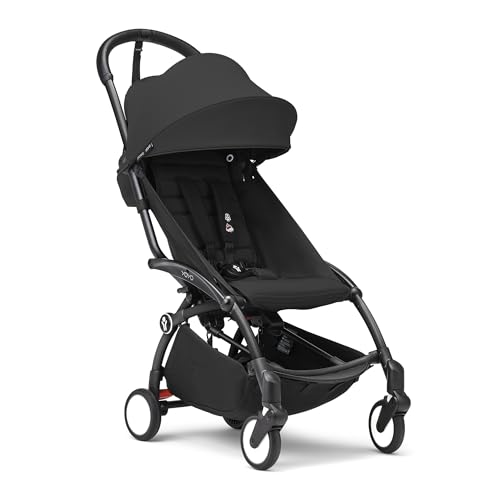Stokke YOYO3 Stroller from 6 Months – Includes Black Frame, Seat Cushion & Canopy – Folds in & Out in a Flash – Light & Compact – Carry-On Compatible