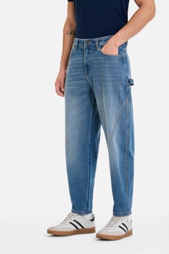 Image of SNITCH Men Jeans Streetwear | Balloon Fit Mid Rise & Acid Wash Design | 100% Cotton Breathable Fabric & Wide Leg Style for Urban Explorer & Casual Everyday Outings