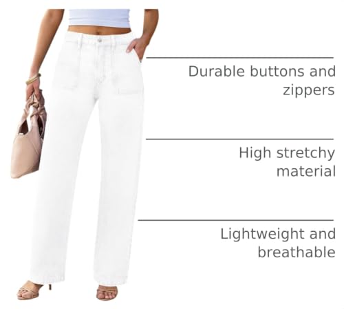 Image of Wide Leg Jeans for Women High Waist Stretch Cargo Denim Pants