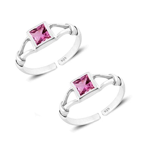 Styleejewel Sterling Silver Toe Rings for Women | White CZ and Ruby Stone 925 Pure Chandi Bichiya Peacock Tail Design Indian Toe Rings for women stylish (Group-2) (Pink Stone) (B089Q55YFL) Amazon Price History, Amazon Price Tracker