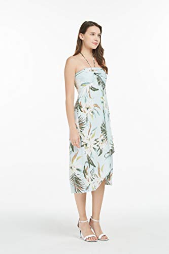 Image of Women's Hawaiian Luau Halter Dress in Signature Prints | Sleeveless halter dress, high-low hem; Hawaiian floral print; soft rayon, machine washable; luau, beach, cruise, party