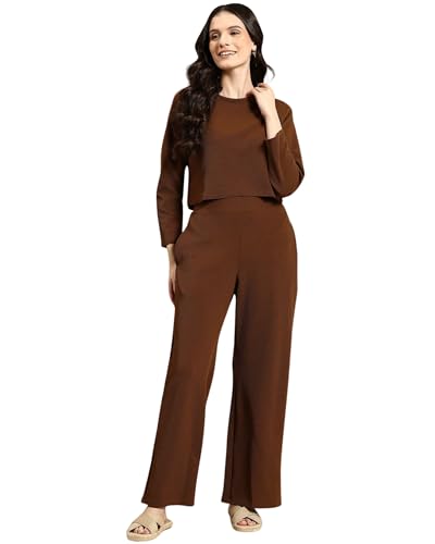 Image of Women's 2 Piece Co-ord Set with Half Sleeve Top and Wide Leg Pajama Pants Tracksuit for Casual, Travel, Gym, Sleepwear, Office and Daily Wear
