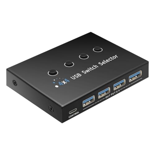 Bloepum USB 3.0 Switch KM Selector 4 Computer Laptop PC Host Sharing 4 USB Devices KVM Switcher Box Share Printer Mouse Keyboard