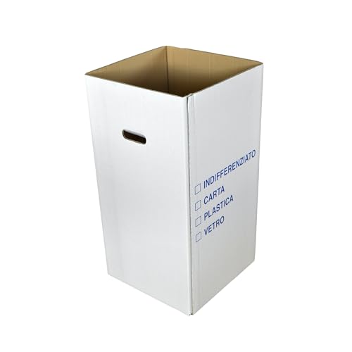 DUE ESSE S.N.C. DI SABATINI ALDO PZ 5 CARTONE PORTA RIFIUTI PLASTICA, CARTA, INDIFFERENZIATA, VETRO CM 35 X 35 ALTI CM 70 CONTENITORE IN CARTONE RESISTENTE PER RACCOLTA RIFIUTI