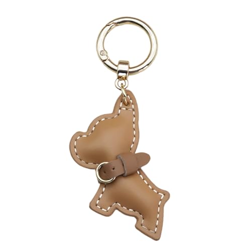 Französischer Hund PU-Leder Schlüsselanhänger schönes Design Anhänger Schlüsselanhänger hängende Ornament für Autoschlüssel und Taschen