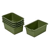 ECR4Kids Scoop Front Storage Bin, Multipurpose Organization, Hunter Green, 5-Piece