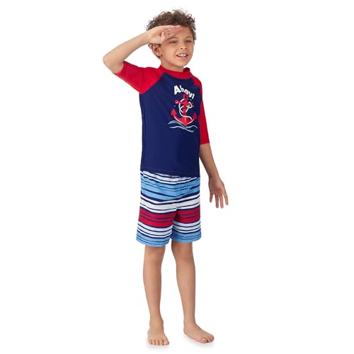Image of Saint Eve Kids 2 Piece Swim Suit Short & Trunks Set with UPF 50+ Protection - Rash Guard Swimsuit Top & Shorts Sets for Boys