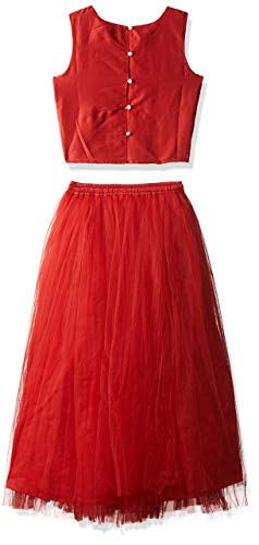Image of A.T.U.N. Girls' Regular Fit Lehenga Choli (GLHG MND EMB Red 4-5 Years)