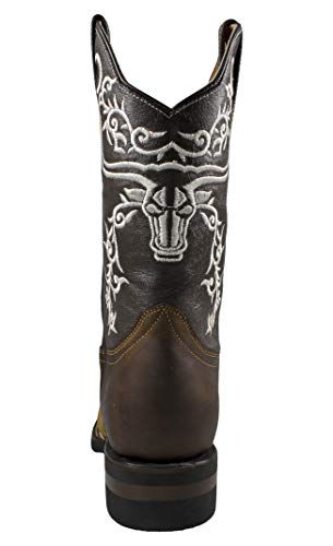 El General Men's Rodeo Cowboy Boots Genuine Leather Square Toe Crazy Honey ROD 103