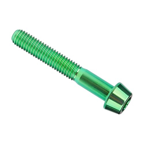 Image of Titanium Ti Bolt M5x9 16 18 20 25 30 35 40 45 50 55 60mm Tapered Head Screws Pack of 4 (M5x35mm, Green)