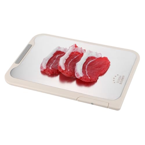 BEBEMOKO Tabla de cortar con lados para frutas y verduras, tablas de cortar para cocina, tabla de cortar carne, tabla de cortar de titanio, tabla de cortar de acero inoxidable, color beige