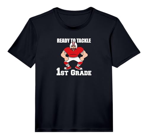 Kids Ready to Tackle First Grade Football Back to School Performance T-Shirt