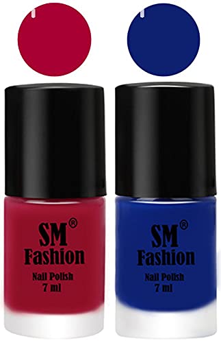 Image of Long Lasting Nail Polish | Nail Paint Combo 7 ml Each) - Set of 2 Dark Magenta-Blue