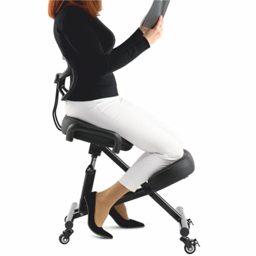 BLACK POINT O'KNEEL Ergonomischer Kniestuhl aus Öko-Leder für Zuhause und Büro (inklusive...