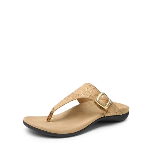 DREAM PAIRS Orthotic Thong Sandals for Women, Arch Support Flip Flops, Comfortable Lightweight Slip On Sandals for Walking, Casual Summer Everyday Wear 6 Gold-cork