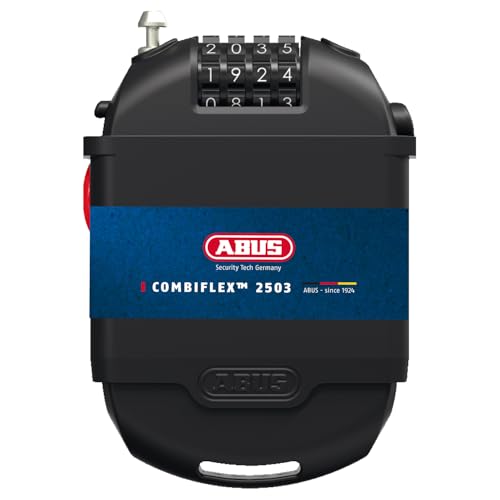 ABUS Spezialschloss Combiflex 2501/65 - Geeignet als Gepäcksicherung, Skischloss, Helmsicherung - 65 cm Stahlkabel - mit Zahlencode - Schwarz