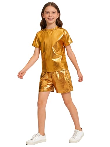 Short détachable et paillettes or pour costume enfants été
