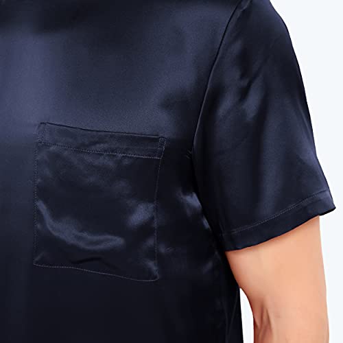 Mommesilk Silk Pajamas Shorts Set for Men 100% Pure Real Mulberry 19 Momme Silk Sleepwear Sleep Nightwear Cool Summer Soft2