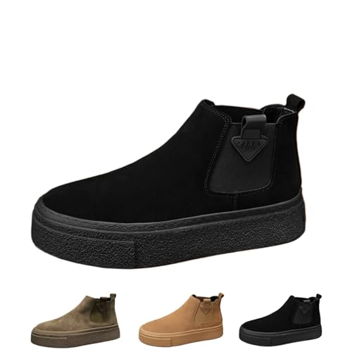 Women Men's Retro Platform Ankle Boots Fashion Chunky Sole Classic Chelsea Casual Workout Booties Shoes