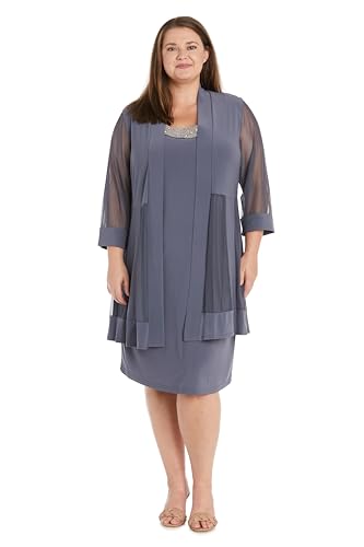 Image of R&M Richards Women's Petite Glitter Trim Jacket Dress