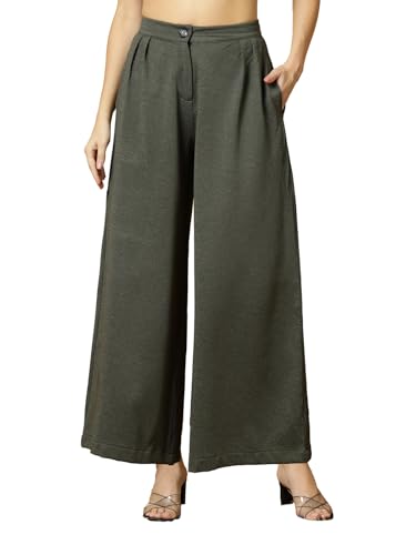 Image of OOMPH! Women's High-Waisted Pant | Wide Leg Trousers | Korean Style Stretchable Trouser
