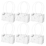POPETPOP 6 piezas Bolsa Kraft para Ramos de Flores Pack Asa Duradera Diseño Elegante Color Mármol Blanco Color Aleatorio Color Aleatorio