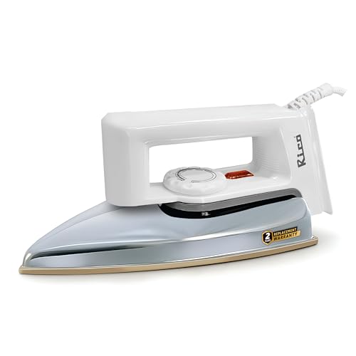 Rico AI07 Light Weight Electric Dry Iron Press for Clothes 1000W | Anti-bacterial Coating Technology with Non Stick Soleplate | 2 Year Replacement Warranty