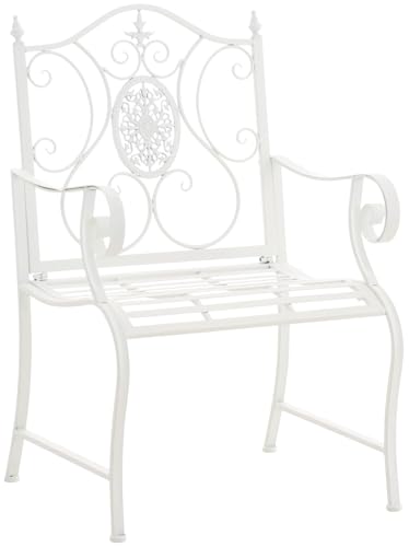 CLP Gartenstuhl Punjab im Landhausstil I Eisenstuhl lackiert I Gartensessel besonders stabil, Farbe:weiß
