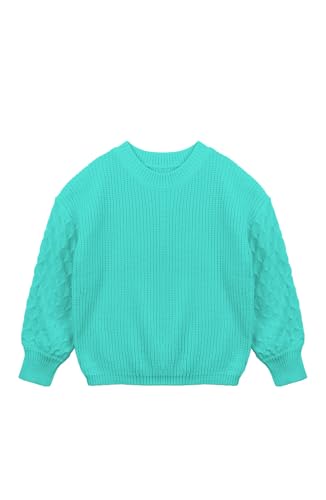 Girls Crewneck Sweaters Casual Long Sleeve Drop Shoulder Pullover Sweaters Fall Oversized Cable Knit Tops4