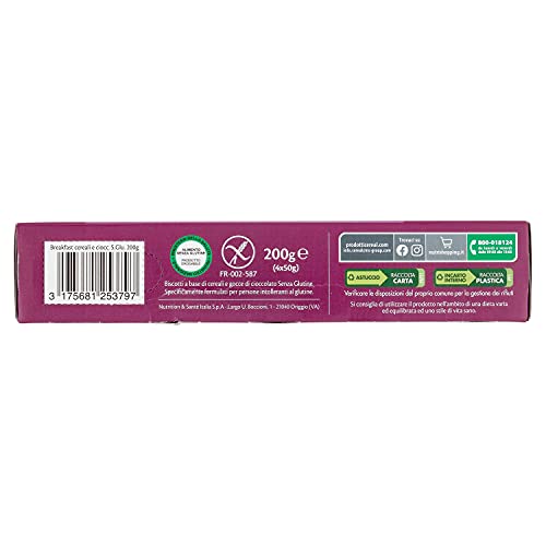 Breakfast Céréal Biscotti senza Glutine e Lattosio, Biscotti Cereali e Gocce di Cioccolato, con Cacao Utz- 200 G - immagine 6