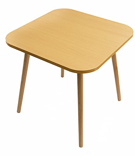 DECOMIL - Mesa auxiliar cuadrada moderna, mesa auxiliar para lugares pequeños, sala de estar, oficina, balcón, mesa auxiliar industrial para café, portátil - nogal Cover