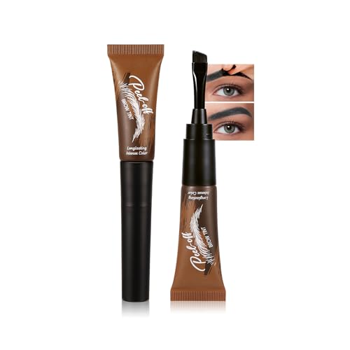 Easilydays Black Tattoo Eyebrow Gel Peel Off, Temporary Eyebrow Tint with 150°Small Curved Tray, Waterproof, Transfer-proof Fuller & Defined Brow Stain, for Women Last Up to 3 Days, #05 Black