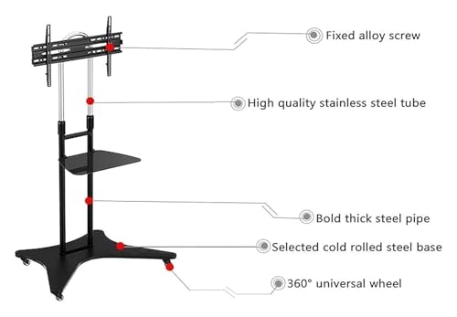 Soporte móvil para TV con altura ajustable y ruedas miniatura 2