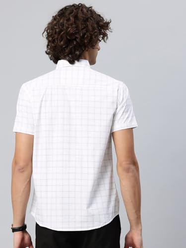 Image of Majestic Man Slim Fit Pure Cotton Half Sleeve Checked Casual Shirt