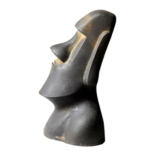 Cabilock Statue Moai Miniature en RéSine DéCor De L'ÎLe De PâQues pour Bureau Et Maison Ornement Paysager Unique pour Salon Et Jardin Sculpture TêTe De...
