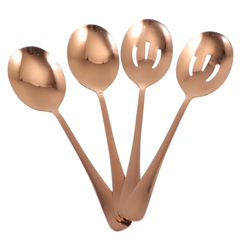 FUNOMOCYA 4-pc Stainless Steel Serving Set Public Spoon Colander Food Serving Spoons Salad Family Hotel Restaurant Use