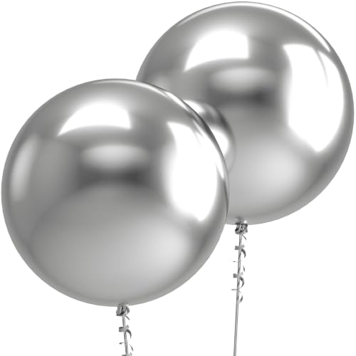 Image of Bezente Pro Duralatex Metallic Silver Extra-Thick Balloons 12 Pack 24 inch