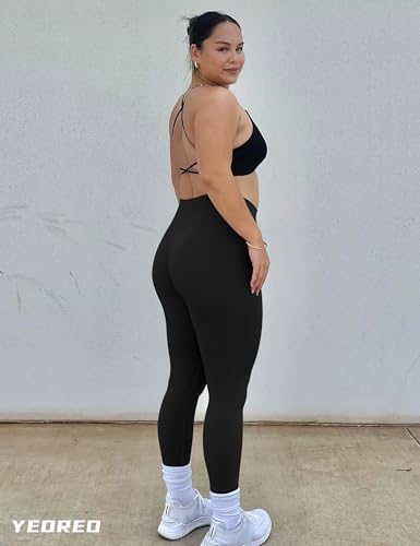 YEOREO Leggings for Women Hidden Scrunch High Waisted Yoga Pants V Cross Tummy Control Craze Compression Workout3