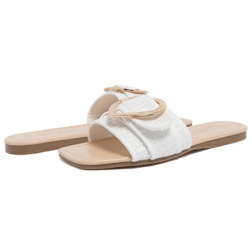 Image of Juicy Couture Women's Slide Sandals - Glitter Bling Open Toe Sparkle Flats - Dressy Summer Casual Footwear