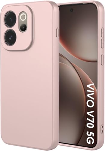Image of DIZORO Microfiber Candy Back Cover Case for Vivo V70 5G / Vivo V70 Elite 5G Soft Silicone Rubberized Back Cover Case with Camera Protection - Sand