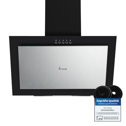 KKT KOLBE Dunstabzugshaube 60 cm | Umluft | Abluft | Wandhauben Kopffrei | Edelstahl | schwarz silber | Glas | LED-Beleuchtung | Druckknopf Bedienung | VTH601ED