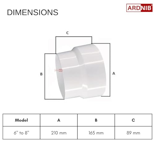 Image of abs 6 Inch to 8 inch Chimney pipe Reducer Converter Cone (6 TO 8)