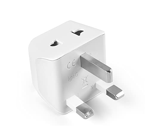 Image of Ceptics UK Adapter, 2 in 1 India to UK Plug Adapter, India to UAE, Ireland Adapter - Type G - CE Certified - RoHS Compliant - White - 1 Pack - Lifetime Limited Warranty