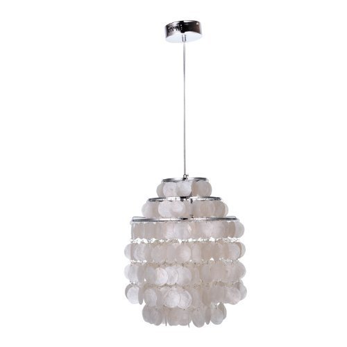 LightInTheBox Modern White Shell Pendant Chandelier Mini Style Ceiling Light Fixture for Bedroom, Living Room, Bulb Not Included (Chrome Finish)