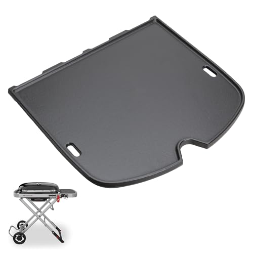 7034 Griddle Replacement Parts for Weber Traveler Portable Gas Grill, Cast Iron Cooking Griddle for Weber Traveler 9010001 9030001 9013001 9020001 BBQ Outdoor Portable Gas Grill Accessories, Black