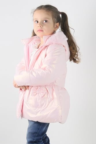 SIRRI Girls' Hooded Puffer Coat - Quilted Winter Jacket with Bow Details, Warm Outerwear for Toddlers2