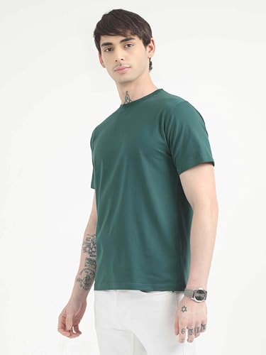 Image of Men's Plain Cotton Crew Neck T-Shirt Regular Fit Short Sleeve Tee