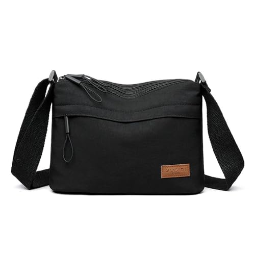 Bolsas transversais para mulheres, bolsa de ombro pequena, de nylon, leve, casual, simples, adequada para o trabalho, viagens diárias, Preto