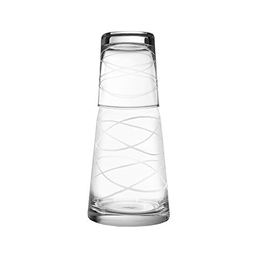 Fifth Avenue Crystal 229814-S2GB Medallion Swirls Bedside Water Carafe and Tumbler – Elegant
